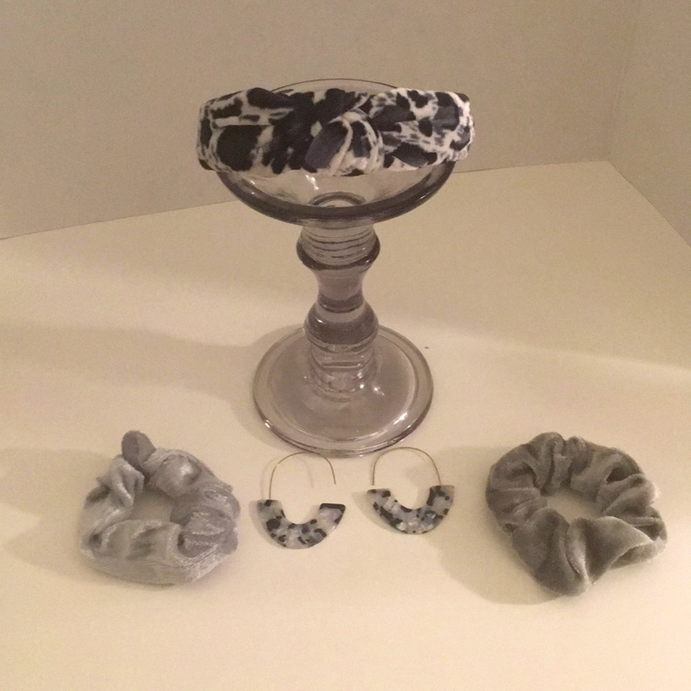 Cow Print Bundle-Headband,Resin Earrings,Scrunchie